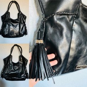 Nine West black fringe tassel bag.